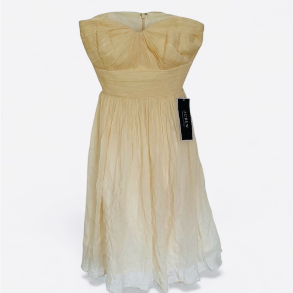 JCrew silk Cream Strapless Dress